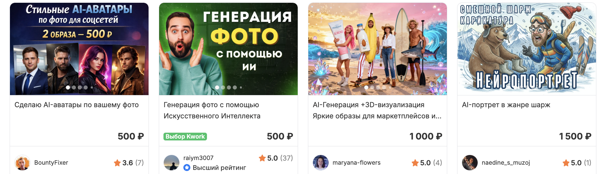 Реальные заказы на нейро-картинки с ценами